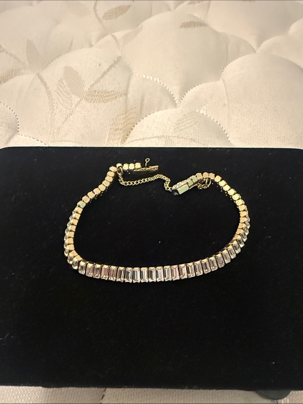 Gold-Tone Baguette Crystal Tennis Necklace - Women vintage gold plated